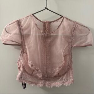 Victoria’s Secret Elegant Lace Mesh top in Pink